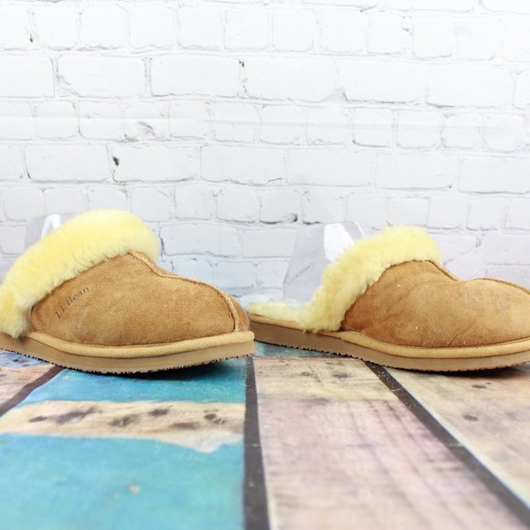 LL BEAN Shearling Lined Slide On Slippers 11 M - Picture 3 of 9